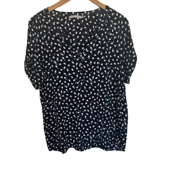 Cecil Women's Blue Heart Pattern Button Detail Short Sleeve Blouse Small - Picture 3 of 13